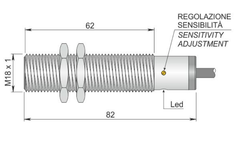 Bild på SC18SM-C5 PNP NO+NC AD3 från Censit i kategori Cylindriska givare