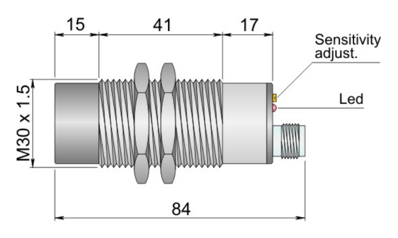 Bild på SC30SM-CE25 PNP NO+NC H från Censit i kategori Cylindriska givare